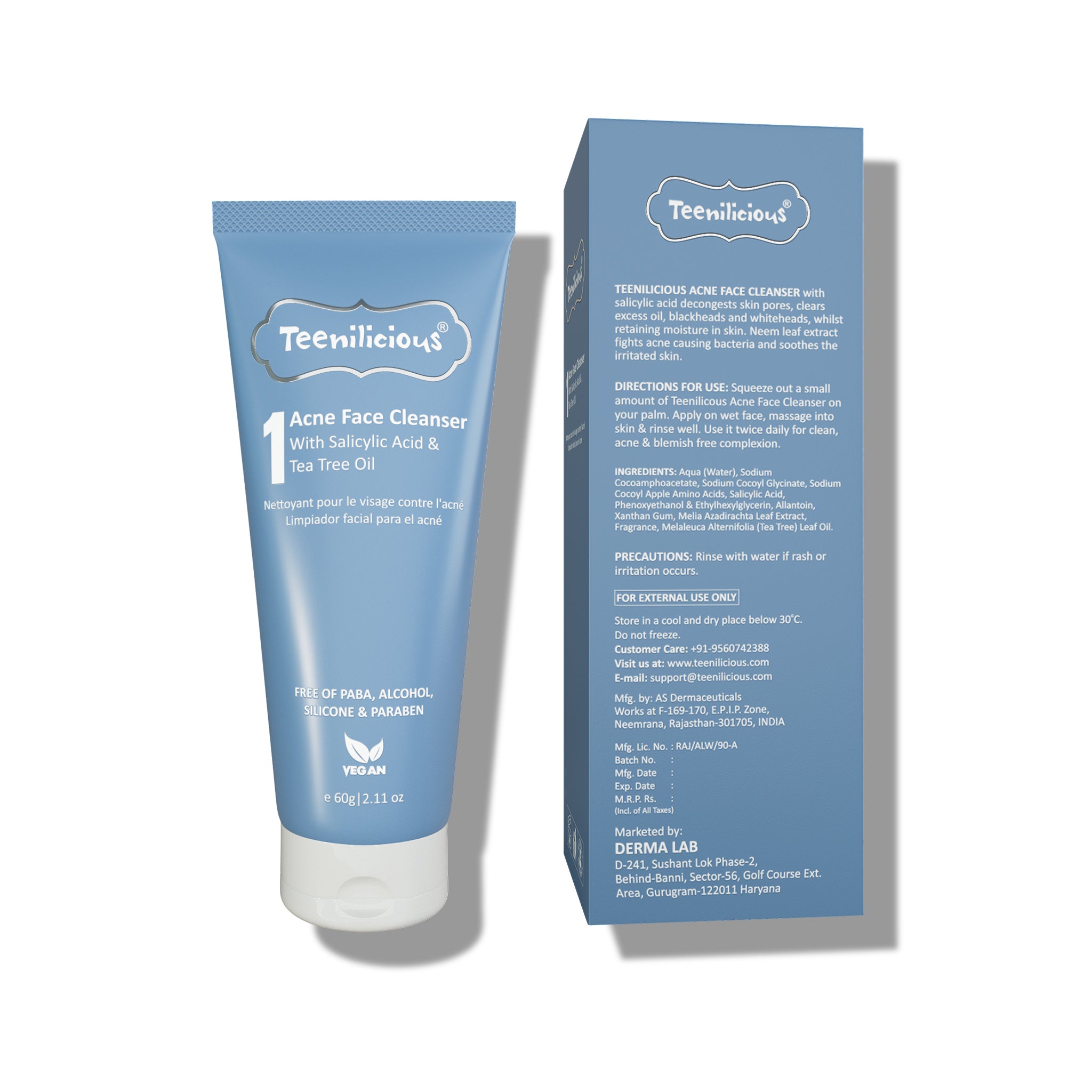 Back View Of Acne Face Cleanser With Salicylic Acid Back View Of Acne Face Cleanser With Salicylic Acid