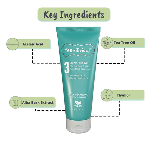 Key Ingredients Of Acne Face Gel With Azelaic Acid & Alba Bark Extract Key Ingredients Of Acne Face Gel With Azelaic Acid & Alba Bark Extract