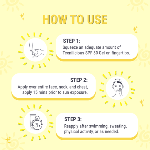 Teenilicious SPF 50 Sunscreen Gel, PA+++, Light Weight UV Gel, Formulated For Acne-Prone Skin 75g Teenilicious SPF 50 Sunscreen Gel, PA+++, Light Weight UV Gel, Formulated For Acne-Prone Skin 75g