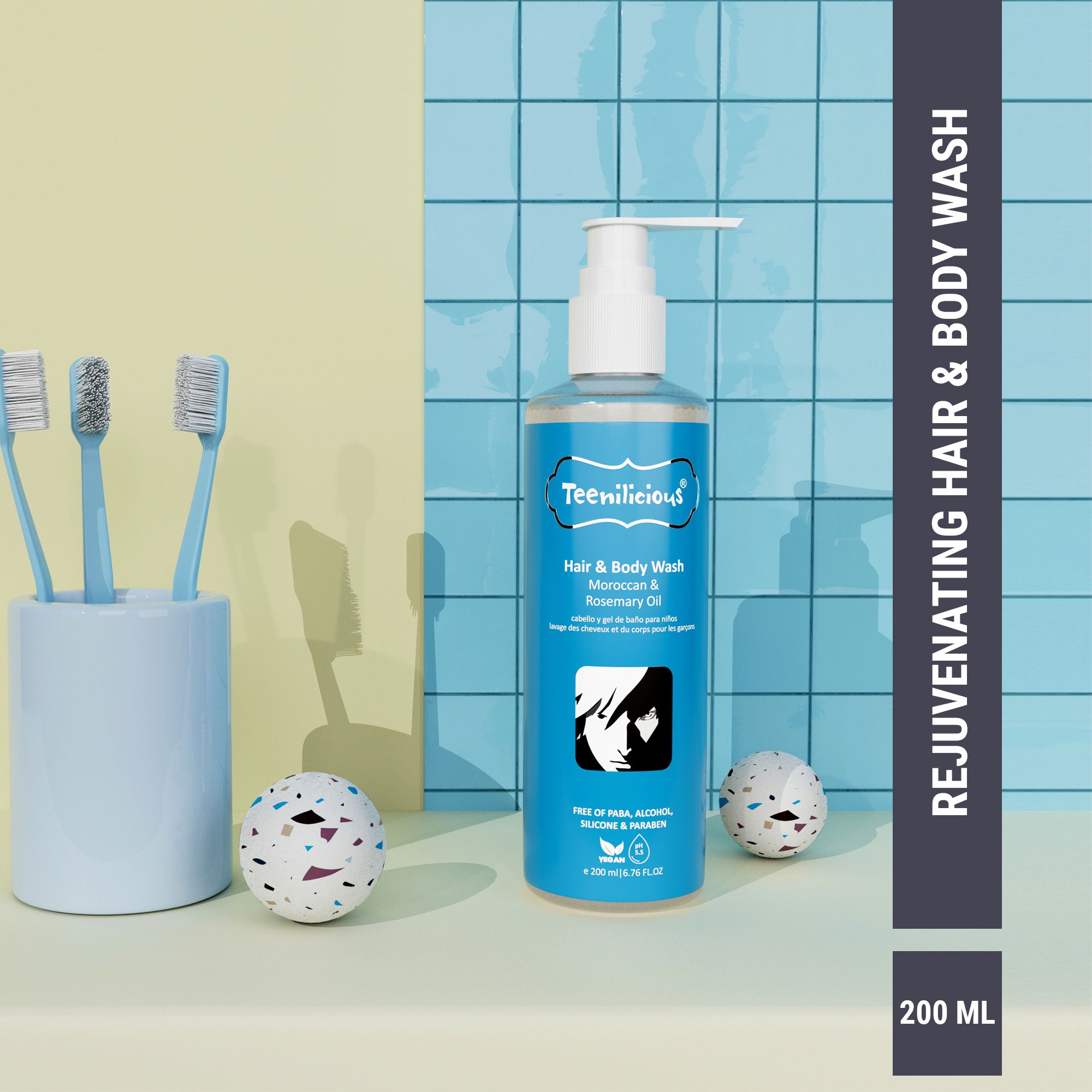 Hair & Body Wash With Moroccan & Rosemary Oil