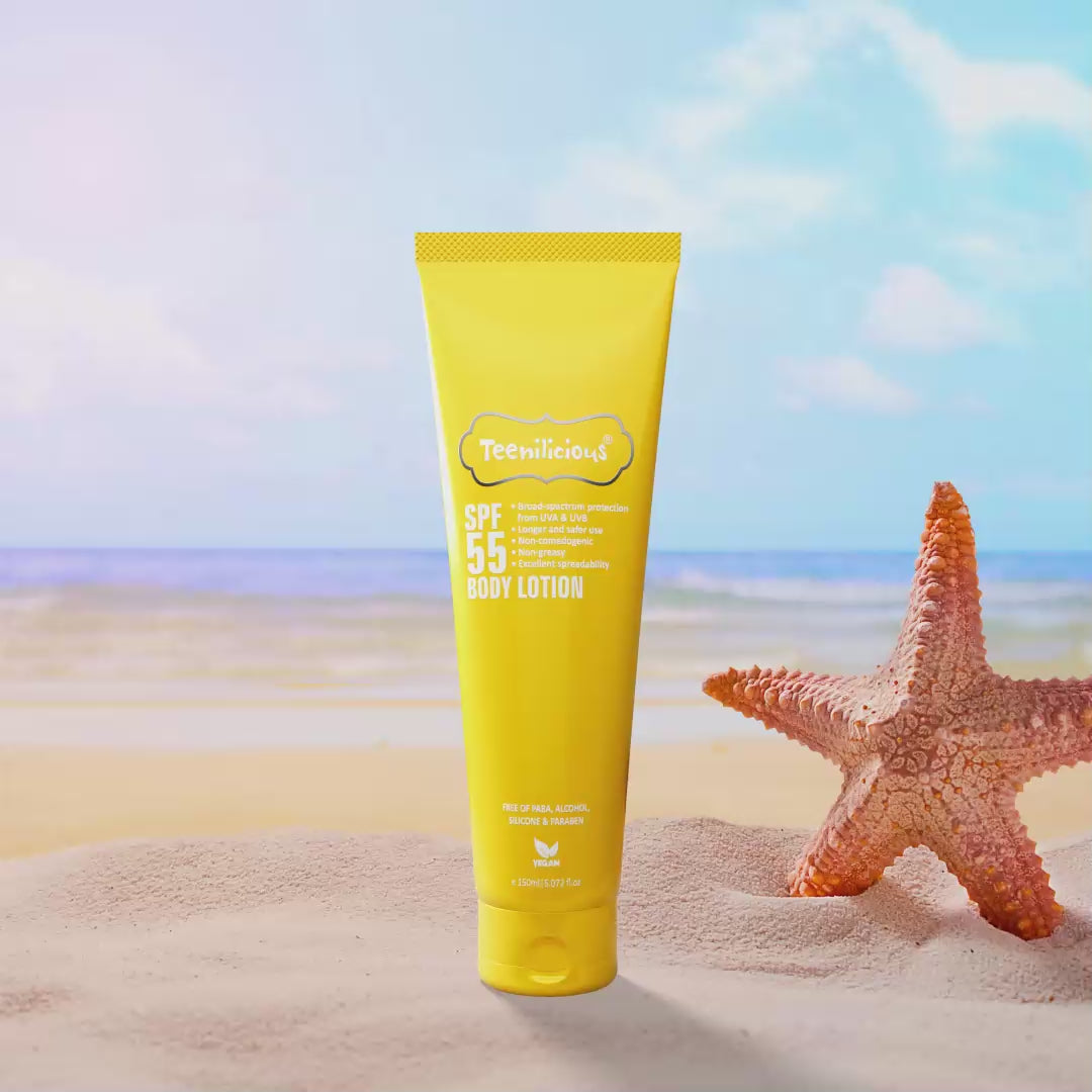 Teenilicious SPF 55 Sunscreen Body Lotion, SPF 50 PA+++, Sunscreen for Oily Skin and Sensitive Skin 150ml