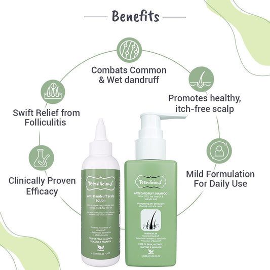 Teenilicious Anti Dandruff Shampoo & Scalp Lotion Combo Kit | Prevents Recurrence of Dandruff | 200ml