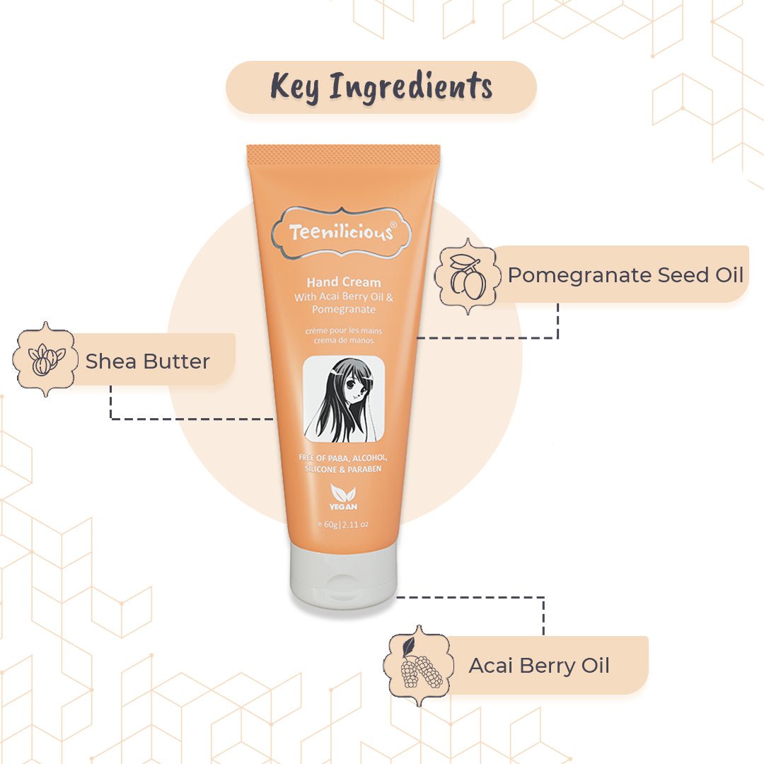 Key Ingredients Of Hand Cream With Acai Berry Oil & Pomegranate